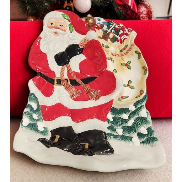 Fitz and Floyd Christmas Santa Chip and Dip Serving Platter NIB XL 17in Long - Picture 2 of 8